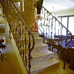 Einzigartiges, schmiedeeisernes Treppengelnder  Crazy  kunstvolles Gelnder in der Halle eines Einfamilienhauses