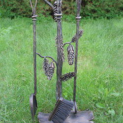 Artistic fireplace tools PINE  hand-forged set for fireplace