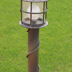 Kovan lampa do zahrady se sklem - exterirov lampa - stojanov lampa run kovan