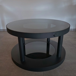 Modern stl kombinace kov/sklo v ern barv - designov konferenn stolek