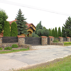  Plná posuvná kovaná brána a oplocení rodinného domu