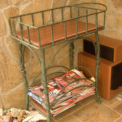 A wrought iron shelf in a rustic style - luxury furniture