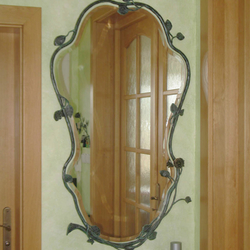 Luxusní ručně kované zrcadlo - růžový keř