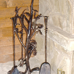 Fireplace tools - oak branch