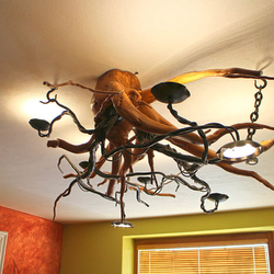 A wrought iron chandelier - An interior chandelier