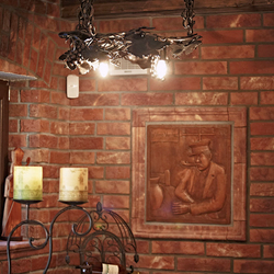 Luxusní závěsný lustr s přírodním motivem révy ve vinném sklepě - interiérové ​​svítidlo