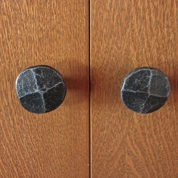 Round hand-forged handles for furniture surface-treated with a silver patina – furniture fittings