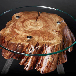Luxury oak tree table - each piece is originally made in cooperation with an artistic woodcarver