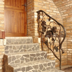  Design railing with a vine motif at the entrance to the wine cellar